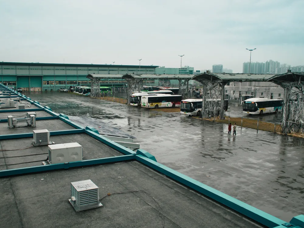 EV charging station with electric buses